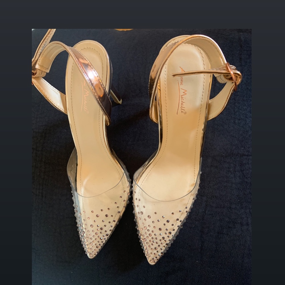 Rose gold heel pumps size 8